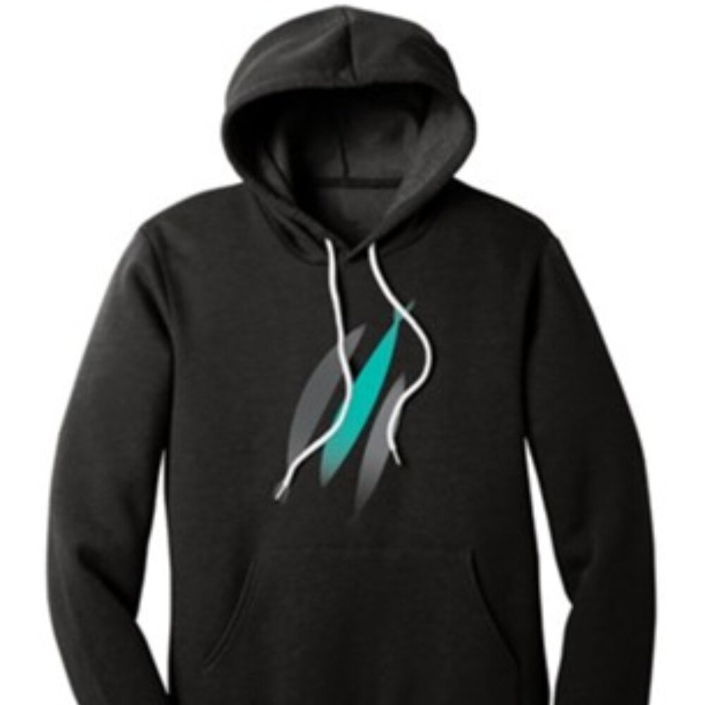 Three Fish Hooded Sweatshirt, Heathered Black, Youth Small - Brand New